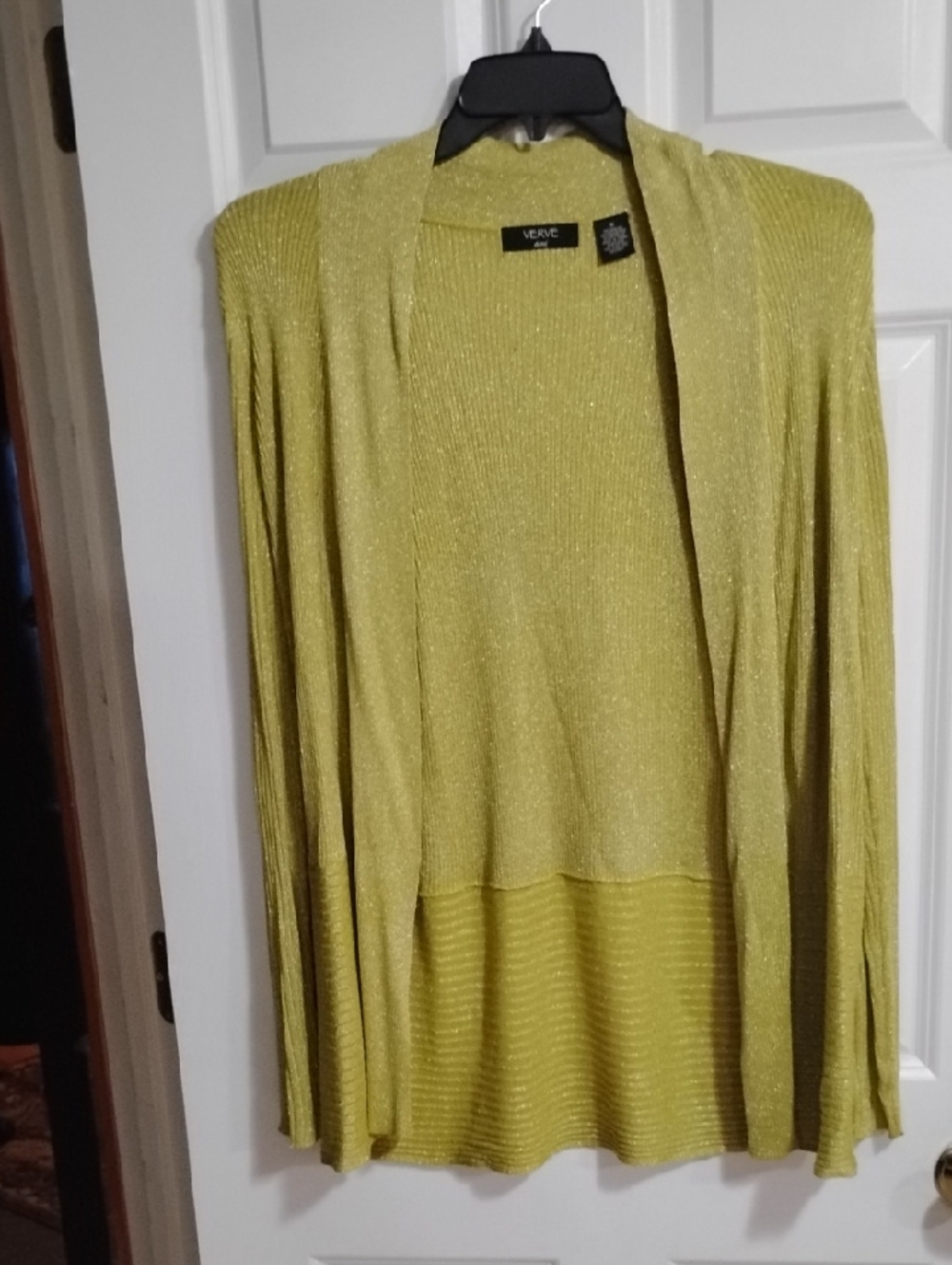 Verve Shimmery Lime Green Open-Front Cardigan
